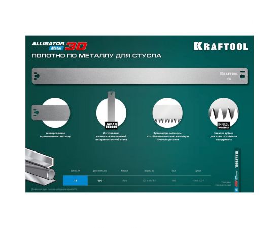 Полотно по металлу KRAFTOOL Alligator 3D для стусла прецизионного 600 мм 15451-600-1 – изображение 8