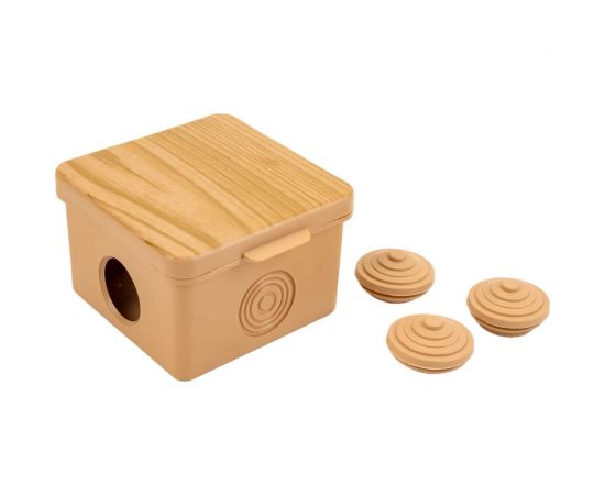 Распаячная коробка IEK км 65x65x50мм о/к ip54 4 вв. сосна UKO31-065-065-050-K34-54 