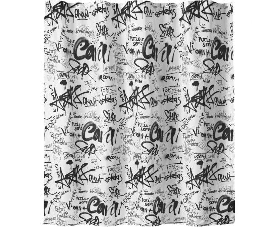 Занавеска для ванной комнаты Moroshka Graffity тканевая. 180x180 см., цвет белый и черный 916-301-01 