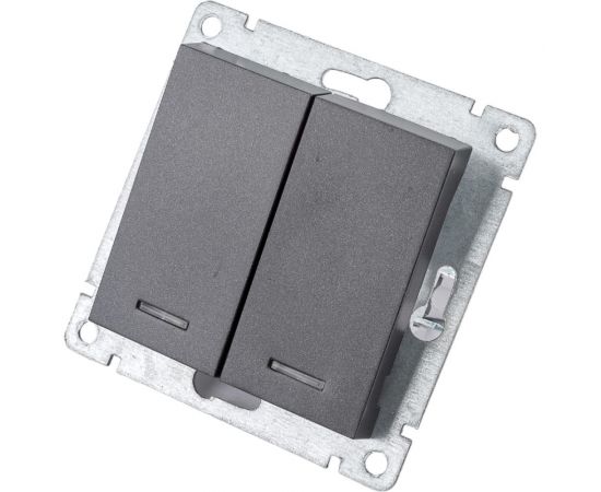 Двухклавишный выключатель UNIVersal с подсветкой серия афина, с/у, 10а, 220в, графит еврослот A0123-Gr 