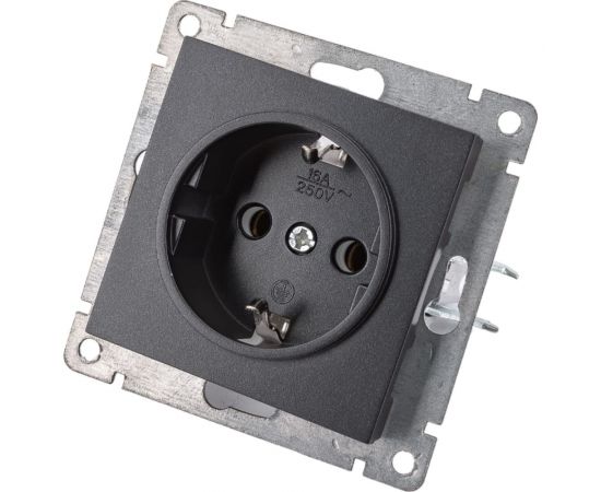 Одноместная розетка UNIVersal серия афина с/з, с/у, 16а, 220в, графит еврослот A0028-Gr 