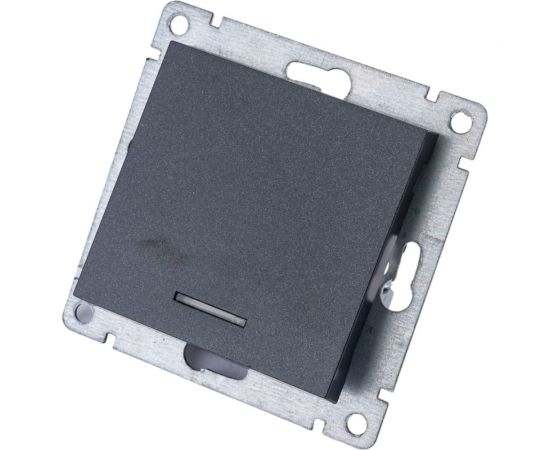 Одноклавишный выключатель UNIVersal с подсветкой серия афина, с/у, 10а, 220в, графит еврослот A0121-Gr 