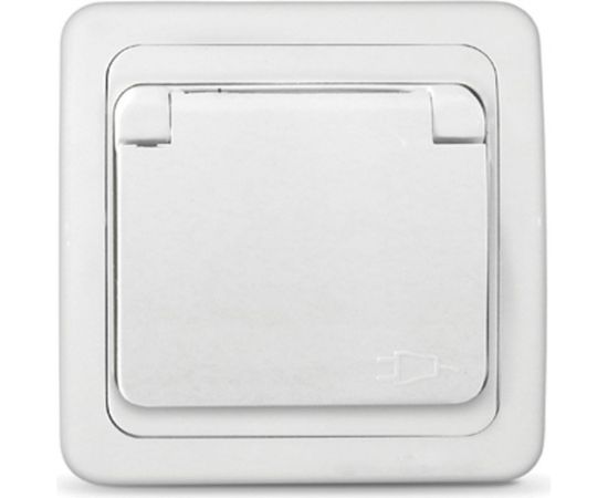 Одноместная розетка UNIVersal с крышкой серия Валери с заземлением, скрытой установки, 16А, 220В, белая еврослот В0029 