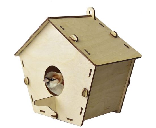 Деревянная модель для сборки PREZENT Скворечник 4, 16x25x13.5 см СКВ-004 