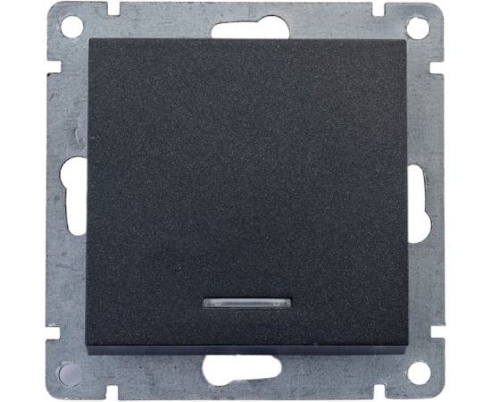 Одноклавишный выключатель UNIVersal с подсветкой серия афина, с/у, 10а, 220в, графит еврослот A0121-Gr – изображение 3