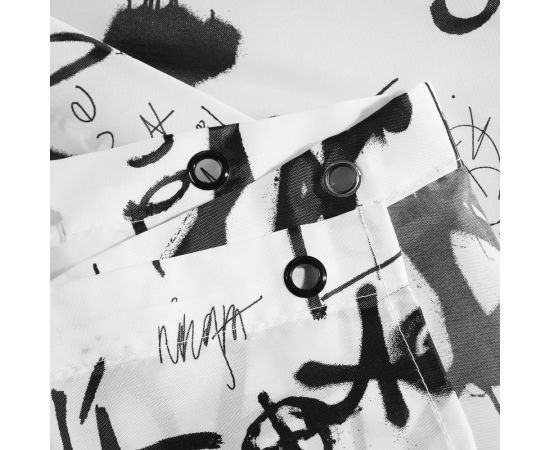 Занавеска для ванной комнаты Moroshka Graffity тканевая. 180x180 см., цвет белый и черный 916-301-01 – изображение 4