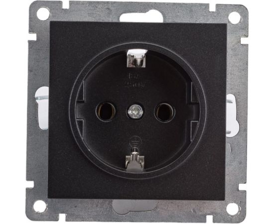 Одноместная розетка UNIVersal серия афина с/з, с/у, 16а, 220в, графит еврослот A0028-Gr – изображение 2