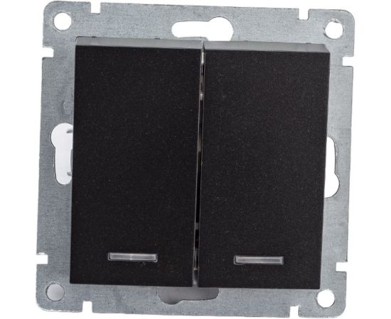 Двухклавишный выключатель UNIVersal с подсветкой серия афина, с/у, 10а, 220в, графит еврослот A0123-Gr – изображение 4