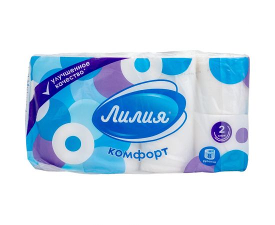 Туалетная бумага Лилия Комфорт 2слоя 8рулонов 186 – изображение 2