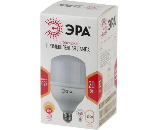Светодиодная лампа ЭРА LED POWER T80-20W-2700-E27 колокол, 20 Вт, теплая, E27, 40/600, 40/1280 Б0049587 – изображение 3