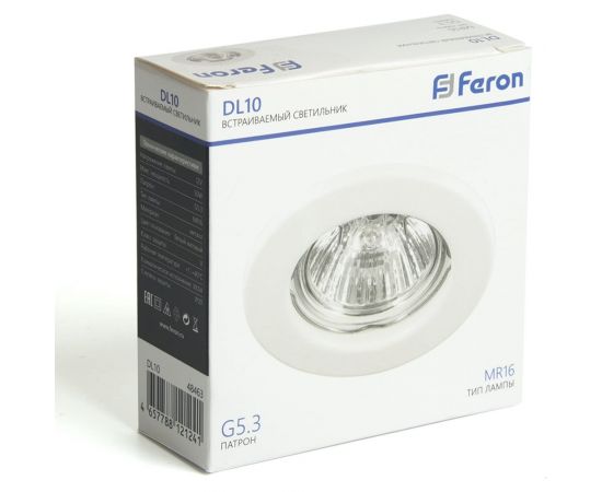 Потолочный встраиваемый светильник FERON dl10 mr16 50w g5.3 белый матовый 48463 – изображение 5