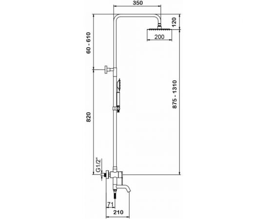 Душевая стойка со смесителем WISENT w3552а круглым тропическим душем и лейкой из нержавеющей стали W3552A – изображение 6