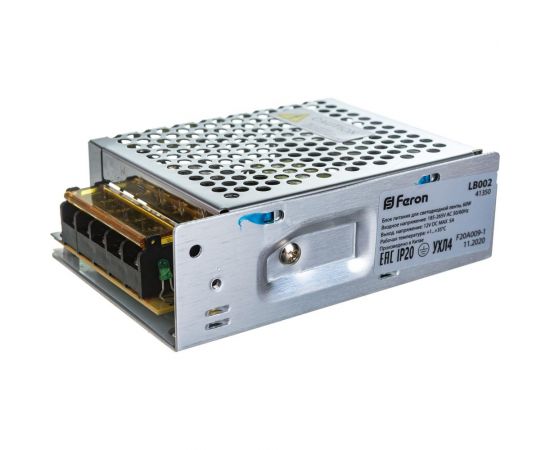 Электронный трансформатор FERON для светодиодной ленты 60W 12V драйвер, LB002 41350 – изображение 2