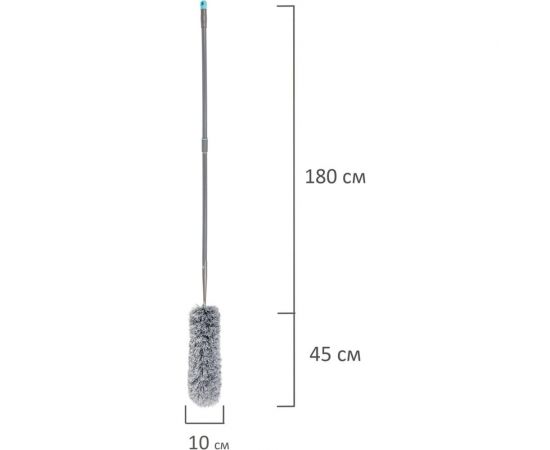 Пипидастр сметка-метелка для уборки LAIMA Home метелка 45 см, рукоятка 130-180 см, серый 606807 – изображение 3