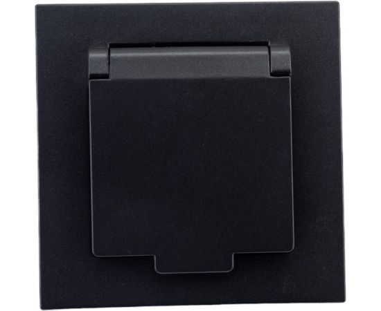 Одноместная розетка с крышкой UNIVersal серия афина с/з, с/у, 16а, 220в, графит еврослот A0029-Gr 