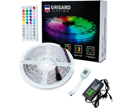 Светодиодная лента Grisard Electric 20 метров rgb led многоцветная с пультом GRE-002-0124 