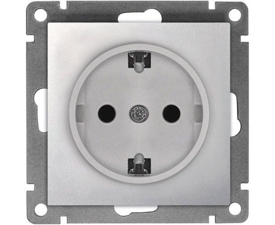 Одноместная розетка UNIVersal серия афина с/з, с/у, 16а, 220в, серебро еврослот A0028-S 