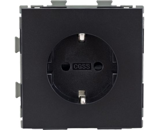 Электрическая розетка с заземлением CGSS 16А черная Практика PL-W160A-BCM 