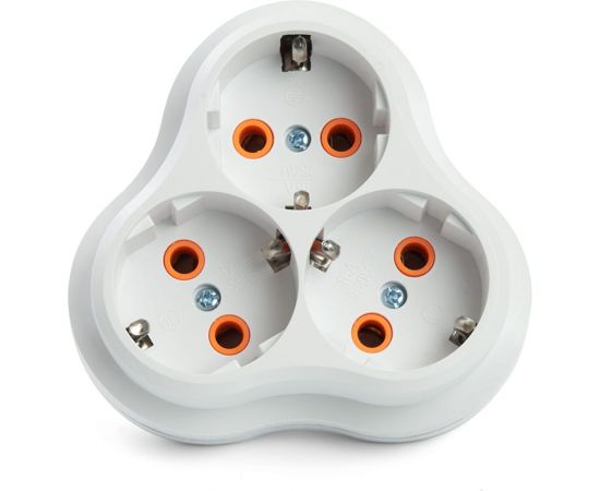 Сетевой 3-местный разветвитель STEKKER с заземлением adp16-23-21, 250v, 16a, abs пластик, белый, 49165 