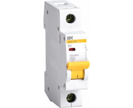 Автоматический модульный выключатель IEK 1п B 4А ВА 47-29 4.5кА ИЭК MVA20-1-004-B 