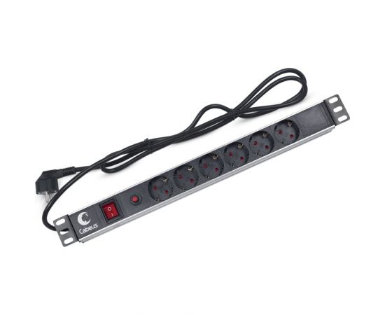 Блок евророзеток Cabeus горизонтальный, 6 розеток, фильтр, 16 A PDU-6P-F-2EU 