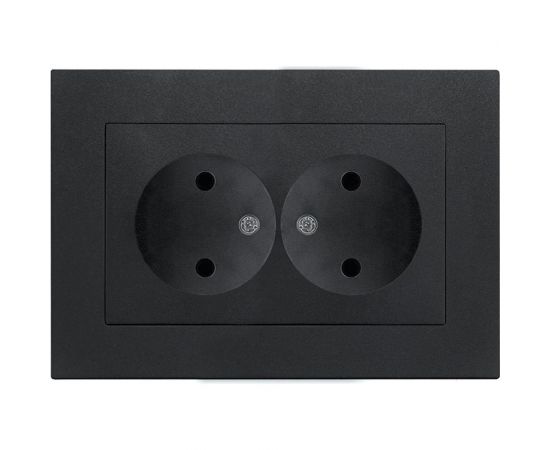Двухместная розетка UNIVersal серия афина, без заземления, скрытой установки, 16а, 220в, графит, еврослот A0102-Gr 