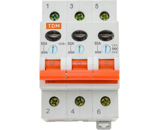 Выключатель нагрузки мини-рубильник TDM ВН-32 3P 50A SQ0211-0026 – изображение 4