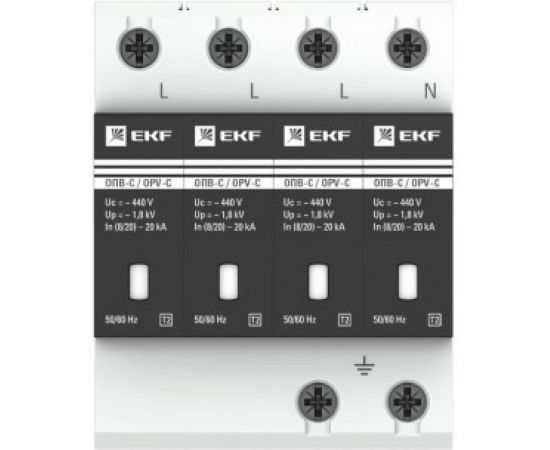 Ограничитель импульсных напряжений EKF серии ОПВ-B/4P In 30кА 400В EKF opv-b4 – изображение 2