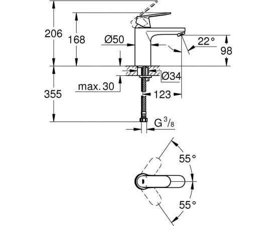 Однорычажный смеситель для раковины GROHE Eurosmart Cosmopolitan 23327000 – изображение 2