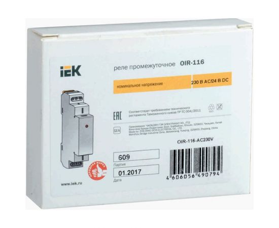 Промежуточное реле IEK OIR 1 контакт 16А 230В AC OIR-116-AC230V – изображение 2