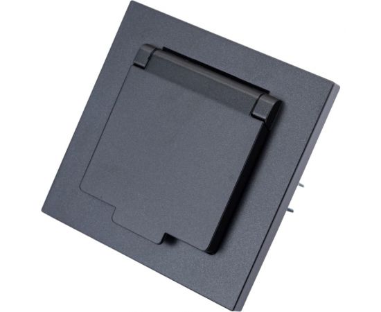 Одноместная розетка с крышкой UNIVersal серия афина с/з, с/у, 16а, 220в, графит еврослот A0029-Gr – изображение 3