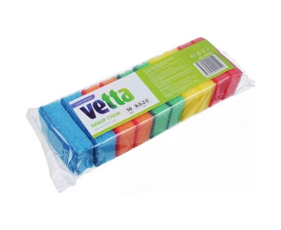 Набор губок для мытья посуды VETTA Прима 10 шт, 8x5х2.5 см 441-081 – изображение 2
