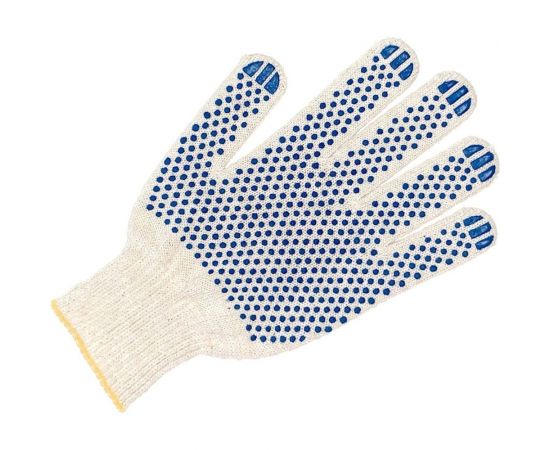Трикотажные перчатки с ПВХ ПРОМПЕРЧАТКИ 5 нитей, 10 класс, белые, 5 пар ПП-27000/5 – изображение 3