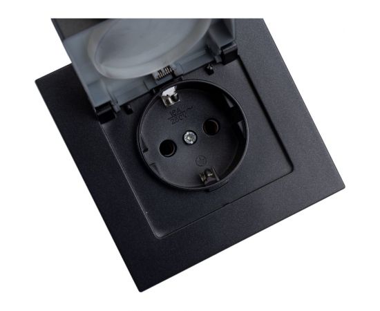 Одноместная розетка с крышкой UNIVersal серия афина с/з, с/у, 16а, 220в, графит еврослот A0029-Gr – изображение 5