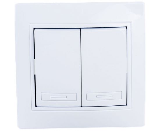 Двойной выключатель Intro 1Э10401 10А, 250В, СУ, б.л., Plano, белый Б0038825 