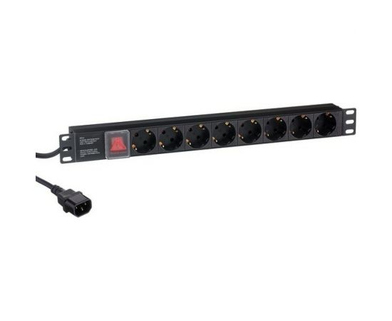 Блок розеток ExeGate ServerPro PDU-19H806 Al-8S-C14-3CU-SW 19 1U алюминий 8Schuko кабель с C14 3м 280845 