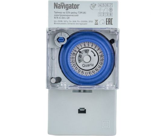 Таймер Navigator, NTR-A-D01-GR, на DIN-рейку, электромеханический 61560 