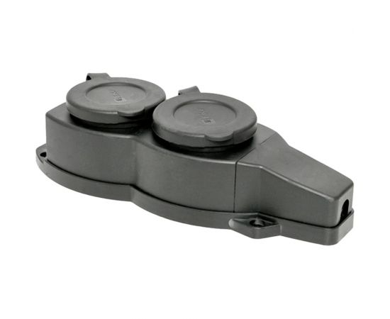Двухместная розетка с защитными крышками EKF каучуковая, 230В, 2P+PE, 16A, IP44 RPS-018-16-230-44 