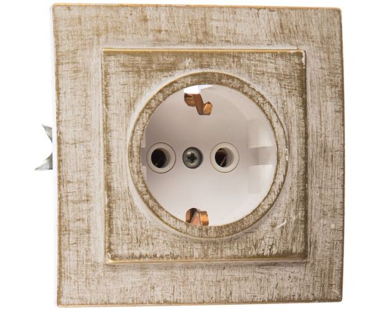 Розетка duwi с/п с з/к 1-местная серия Palazzo Vintage, белое золото 26578 8 