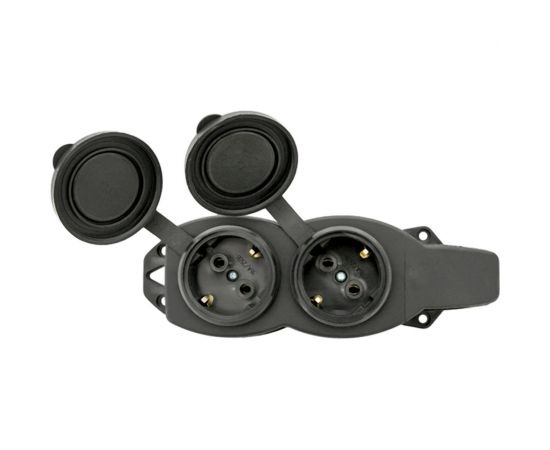 Двухместная розетка с защитными крышками EKF каучуковая, 230В, 2P+PE, 16A, IP44 RPS-018-16-230-44 – изображение 2
