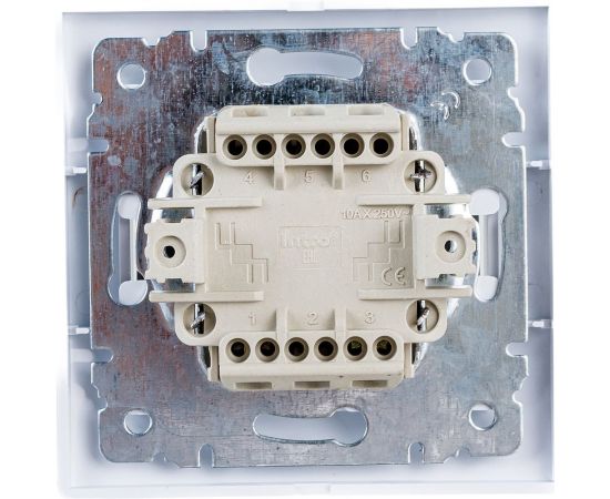 Двойной выключатель Intro 1Э10401 10А, 250В, СУ, б.л., Plano, белый Б0038825 – изображение 2