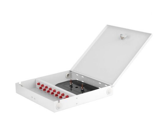 Настенный оптический кросс NIKOMAX укомплектованный на 16 портов FC/UPC, SM 9/125 OS2, NMF-WP16FCUS2-IP-ES-GY – изображение 2