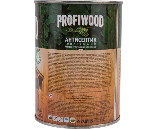 Алкидный антисептик PROFIWOOD (тонирующий; атмосферостойкий; рябина; 0.8 л; 0.7 кг) 67057 – изображение 3