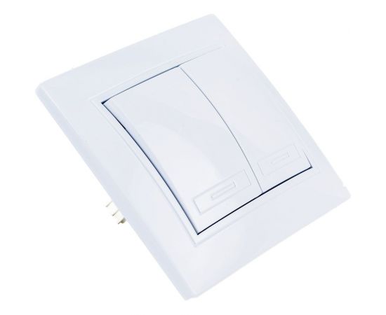 Двойной выключатель Intro 1Э10401 10А, 250В, СУ, б.л., Plano, белый Б0038825 – изображение 3