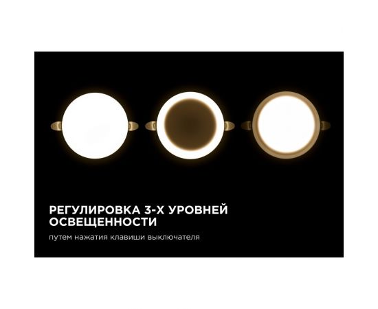 Светодиодная встраиваемая безрамочная панель Apeyron flp, 12вт=8вт+4вт, 1020лм, 4000к, ip20, ф120x21мм, круг, 3 режима, регулировка ф55-105мм/ 06-104 – изображение 12