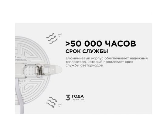 Светодиодная встраиваемая безрамочная панель Apeyron flp, 12вт=8вт+4вт, 1020лм, 4000к, ip20, ф120x21мм, круг, 3 режима, регулировка ф55-105мм/ 06-104 – изображение 7