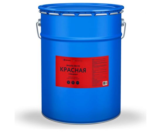 Алкидная эмаль ООО Вершина пф-115 глянцевая, красная, 25 кг 70371 