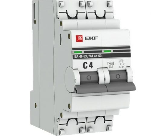 Автоматический выключатель EKF 2P 4А 4,5kA ВА 47-63 PROxima SQ mcb4763-2-04C-pro 