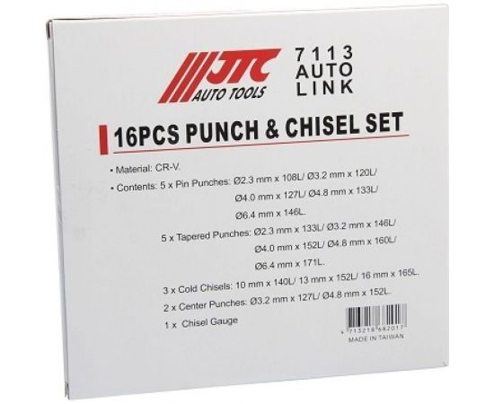 Набор зубил и выколоток JTC в кейсе 16 предметов JTC-7113 – изображение 7