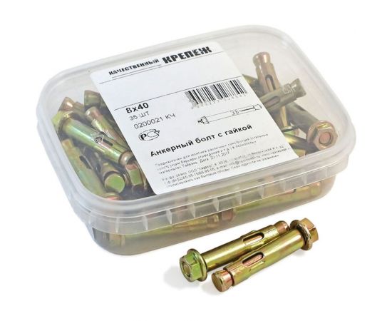 Анкерный болт с гайкой Качественный КРЕПЕЖ 8х40 35 шт 0200021 КЧ 